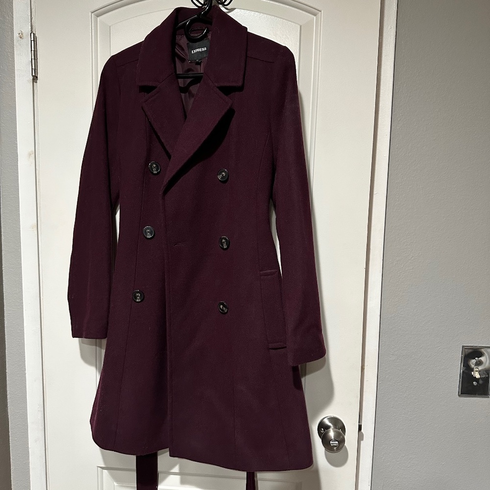 Maroon Mid Trench Coat